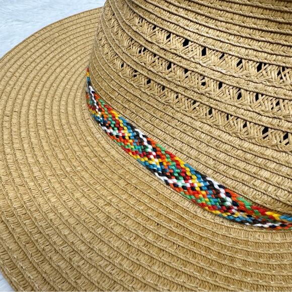 EDDIE BAUER / panama multicolored embroidered straw hat - Picture 3 of 5